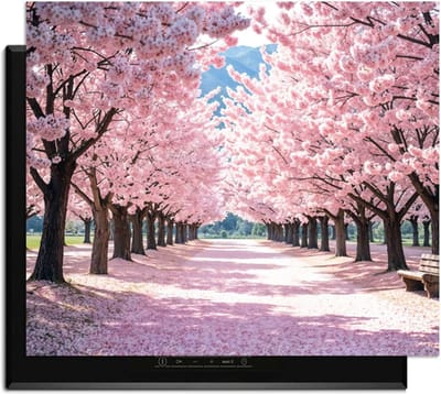 KitchenArt - Sakura Bliss – Inductie Beschermer - 65x52 cm - Kookplaat Beschermer - Luxe Afdekplaat Inductieplaat - Anti-slip & Oprolbaar - Beschermmat Inductiekookplaat