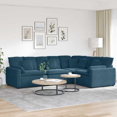 vidaXL - Modulaire - bank - met - kussens - fluweel - blauw