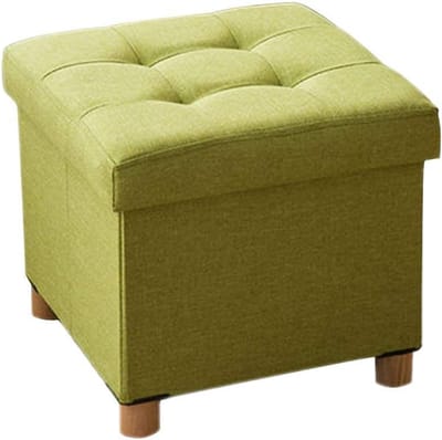 Opvouwbare Ottomaanse - Voetbank kruk - Opbergen en zitten - Met lade deksel - 38x38x35 cm - Groen