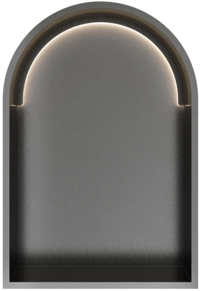 Hotbath &More BOW30L inbouwnis toogmodel 30x45x10cm met verlichting geborsteld gunmetal PVD