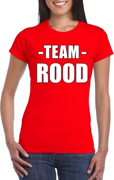 Sportdag team rood shirt dames S