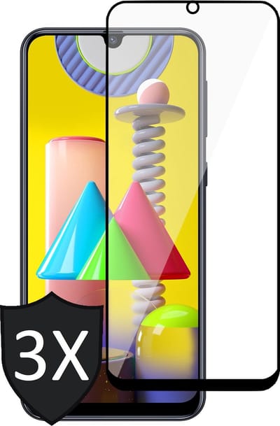 Screenprotector geschikt voor Samsung M31 - Full Screen Protector Glas - 3 Stuks