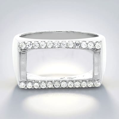 Cavill - 925 Sterling Zilver Ring met 0,609 ct Briljant Geslepen Zirkonia's - Pave Zetting - Elegante Zilveren Ring Dames Modern