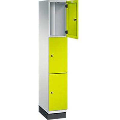 C+P Cambio lockerkast, 1 vak, 3 vakken, met plint, B 300 x D 525 x H 1980 mm, lichtgrijs/kleedgroen