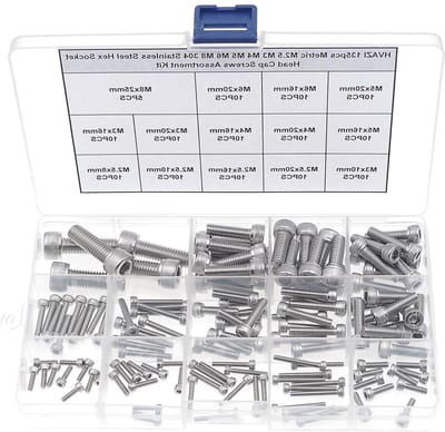 Schroeven Assortiment Kit - Bouten Set Metaalbevestigers - Reparaties Uitvoeren - 304 Roestvrij Staal - 135 stuks M2.5-M8 - Zilverkleurig