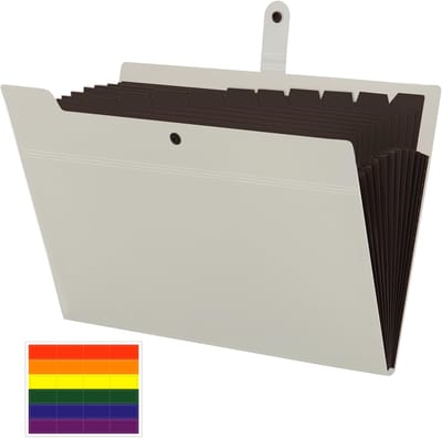Waaiermap A4 - Documentenmap Uitbreidbaar - Organiseren Thuis School - 12 Vakken Etiketten - 32x24x1 cm - Beige