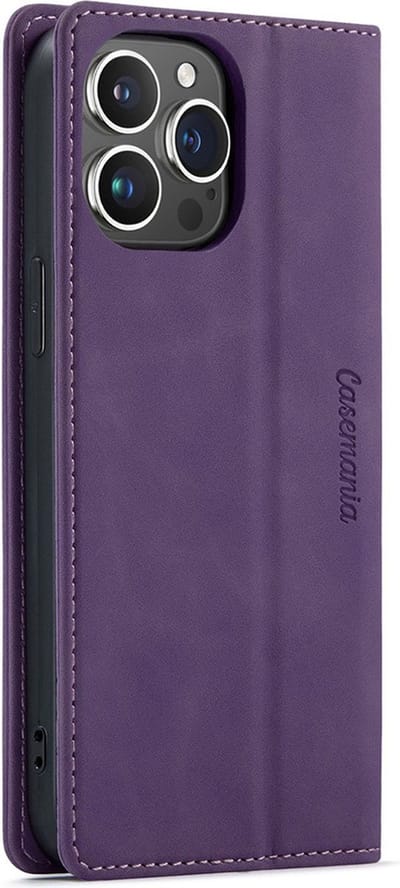 CaseMania Bookcase hoesje geschikt voor Apple iPhone 15 Pro - Effen Paars - Kunstleer