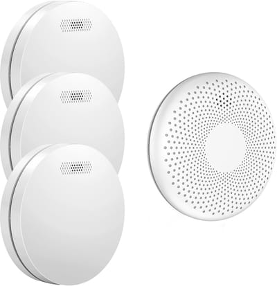 SAVS Brandpreventieset - 3 Rookmelders en 1 Koolmonoxidemelder - 10 jaar batterij - Extra dun design - Geen LED lampje - Brandalarm en CO melder - Montage zonder boren