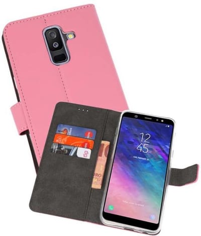 Booktype Telefoonhoesjes - Bookcase Hoesje - Wallet Case - Geschikt voor Samsung Galaxy A6 Plus (2018) - Roze