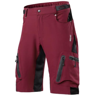 Lixada Baggy Shorts Fietsen Fietsbroek Ademend Sport Losse Fit Shorts Buiten Casual Fietsen XL bordeaux