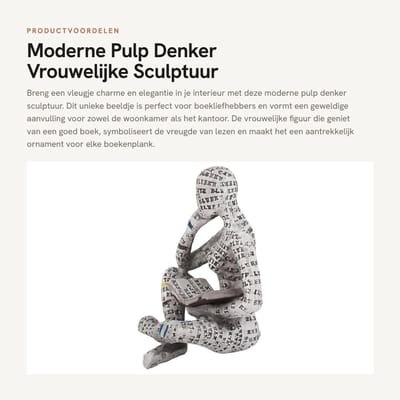 Dailygoods- Boekenwurm Lezende Vrouw - Beeldje Decoratie - Sculptuur voor Binnen - Uniek Cadeau - Stevig Hars - Praktische Woondecoratie