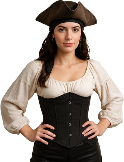 Fiestas Guirca – Verkleedkleding – Korset – Piraat/Steampunk – Zwart – Dames - L