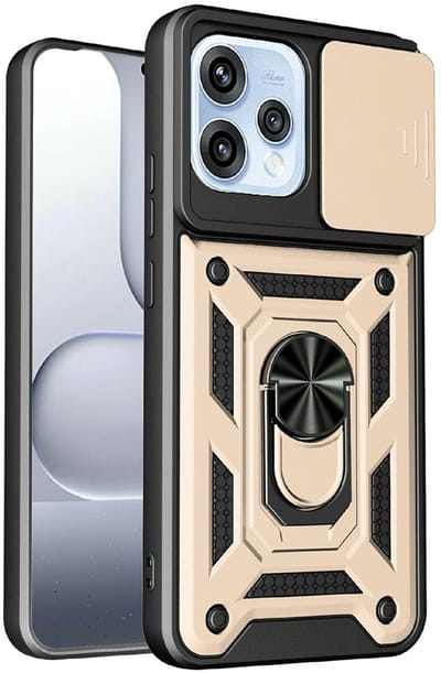 Coverup Hoesje - Geschikt voor OPPO Reno15 Hoesje - Coverup Armor Ring Kickstand Back Cover met Camera Shield - Goud