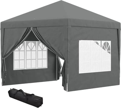 Partytent Pop-up - Feesttent Tuinpaviljoen - Buitenfeest Organiseren - Waterafstotend UV-bescherming - 3x3 Meter - Grijs