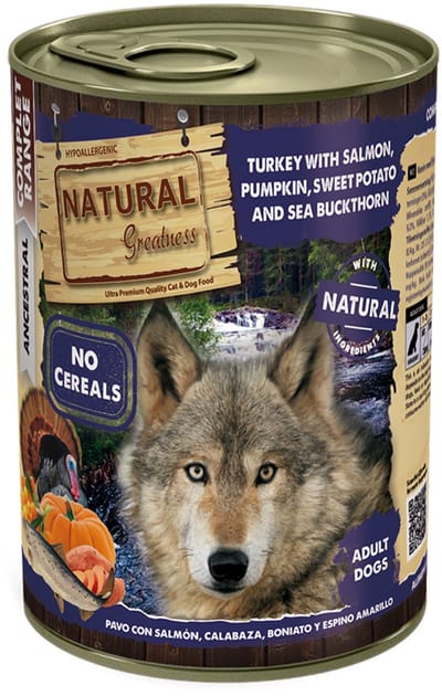Natural Greatness - Dog - Wet - Complete - Turkey, Salmon, Sweet Potato And Sea Buck. - 12 X 400 Gr