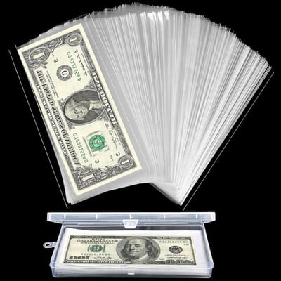 Biljettenhouder - Geld Sleeves - Verzamelen - Met Opbergdoos - 100 stuks - Transparant