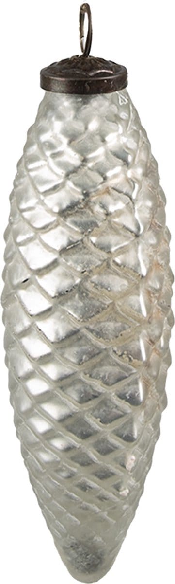 Clayre & Eef Kerstbal XL Overig Ø 7 cm Zilverkleurig Glas Kerstballen