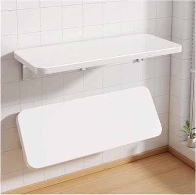 Klapbureau Wandmontage - Zwevende Tafel - Ruimte Besparen - Sterke Triangel Structuur - 60 x 40 cm - Wit