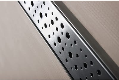 Betegelbare doucheplaat 90 x 90 cm met goot Wiper Showerlay Mistral afvoer horizontale goot hoofdzijde betegelbaar douchebord douchebak gelijkvloers