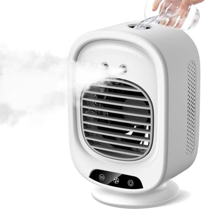Nieuwe draagbare 2-in-1 airconditioner voor de zomer met koelspray, luchtbevochtiger en bevochtigingsventilator - Wit Comfort-model - Mini-airconditioner met 3 ventilatorsnelheden, USB-aansluiting, geschikt voor kantoor of slaapkamer.