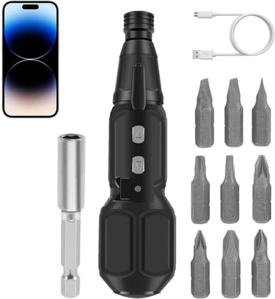 Elektrische Schroevendraaier - Accu Schroevendraaier Set - Klusjes Thuis - USB Oplaadbaar - 20 cm - Zwart