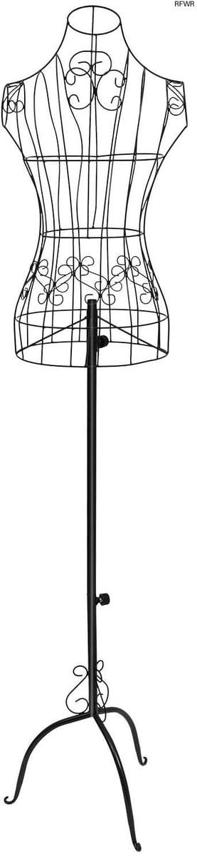 RFWR® Zwarte Verstelbare Paspop voor Kledingpresentatie, Hoogte 140-160 cm, Afneembare Torso, Ruimtebesparend Design