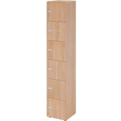 Lockerkast Topas Line, 6 dossierhoogtes, 6 compartimenten, cijferslot, B 400 x D 420 x H 2156 mm, notenhout/walnoot