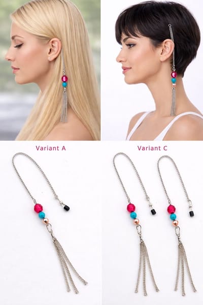 Hair chain extension met Swarovski kristallen en 3 chains