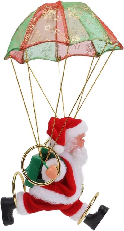 Vliegende Parachute Hangdecoratie voor Kinderen - Kerst Santa Ornament voor Binnen en Buiten, Speelgoed voor Feestdagen en Versiering van de Boom