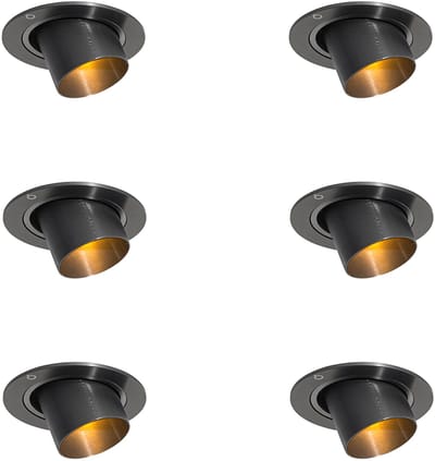 QAZQA installa - Moderne Inbouwspot - 6 stuks - Ø 7.7 cm - Gunmetal - Woonkamer | Slaapkamer | Keuken
