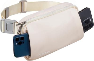 Stijlvolle Heuptas voor Dames en Heren: Casual Crossbody Rugtas voor Reizen, Wandelen en Festivals, Beige, M, Organizer voor Persoonlijke Spullen