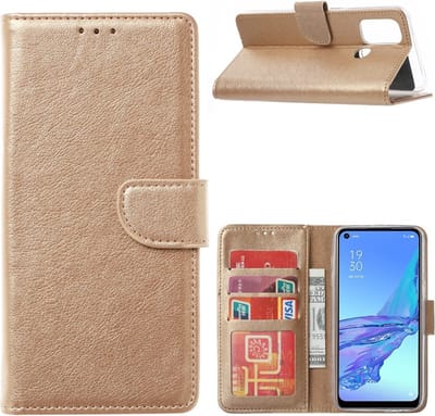 LuxeBass Hoesje geschikt voor Oppo A53 / A53s - Bookcase Goud - portemonnee hoesje gsm hoesje - telefoonhoes - telefoonhoesjes