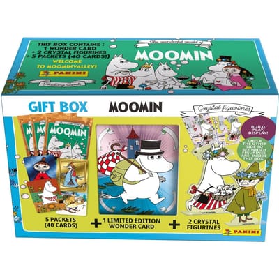 Panini muminki geschenkdoos doos 5 zakjes = 40 kaarten +2 kristallen figuurtjes