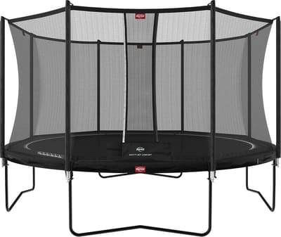 BERG Favorit Regular 430 Trampoline Op Poten - Safety Net Comfort - AirFlow Springdoek - Zwart