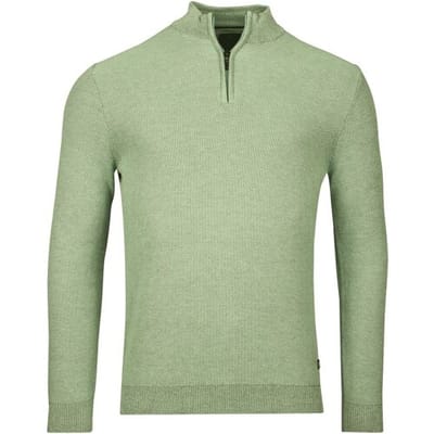 Baileys Trui Two-Tone Jacquard Half Zip Collar Allover Plated Pastel Groen / male