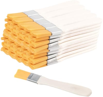 50 stuks 13 cm kleine penselen borstelborstels, 1,5 cm breed, platte kwast met nylon borstelharen en houten handvat voor lak, schilderkwasten, hobbykunstenaars, knutselbenodigdheden