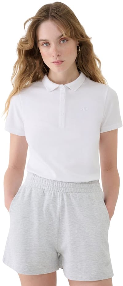 4F T-shirt Dames Poloshirt Wit - Maat XL