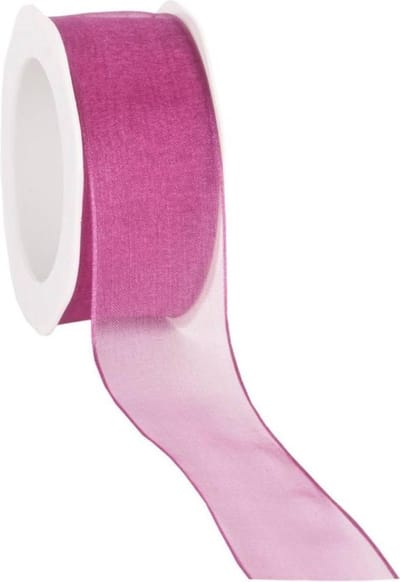 Wired organzalint Fuchsia – 38 mm × 20 m – Organza