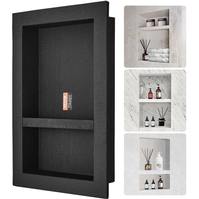 Douche nis Klaar voor Tegel 40,64 x 60,96 cm, Dubbele Plank Organizer, Vierkante Hoeken Wand-ingebouwde Nis Verzonken, Verzegelde Bescherming Moderne Zeep