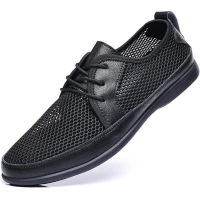 Zomer Heren Casual Schoenen Ademend Zacht Heren Loafers Vrije Tijd Mocassins Mesh Heren Rijschoenen Luie Schoen Handgemaakte Flats Comfortabel 39 zwart