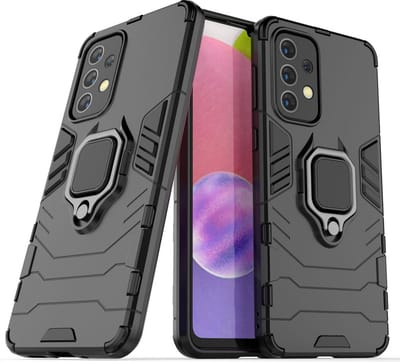 MobyDefend Hoesje - Geschikt voor Samsung Galaxy A33 - Dubbelgelaagde Pantsercase Met Standaard - Zwart
