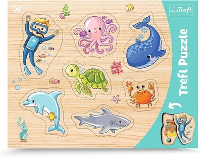 Trefl, Contour Puzzle with Pads, Lift-Out Puzzle, Underwater World Forest, for Children from 2 Years