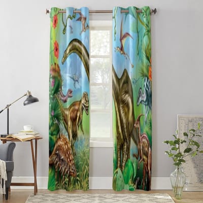 De Oude Wereld Van Dinosauriërs Raamgordijn Voor Kinderkamer Huisjaloezieën Gordijnen Voor Woonkamer Slaapkamer Raamgordijnen 135W x 60H(cm) x1 gray