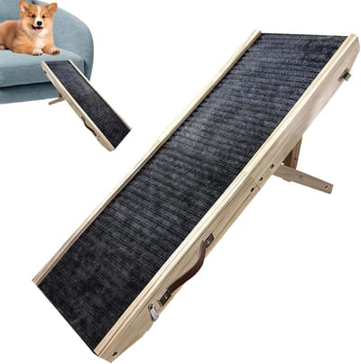Huisdiertrap Hout - Honden Opstapje - Huisdieren Helpen - 4 Hoogte Niveaus - 464L x 36B cm - Houtkleur