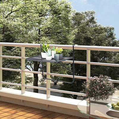 Tuin Eettafel - Balkon Tafel - Buiten Dineren - Gemakkelijk Inklapbaar - 60 x 40 cm - Zwart