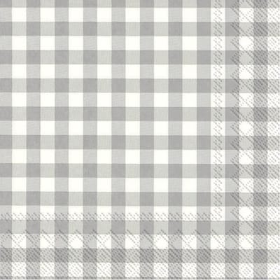 Ihr Servetten Vichy Karo - 60x stuks - 3-laags - - grijs/wit geblokt - 33 x 33 cm - Lente/pasen