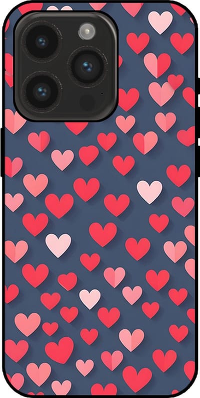Smartphonica Telefoonhoesje Geschikt voor iPhone 14 Pro met Roze en Rode Hartjes Opdruk - TPU Backcover Case With Rosé and Red Heart Design geschikt voor iPhone 14 Pro