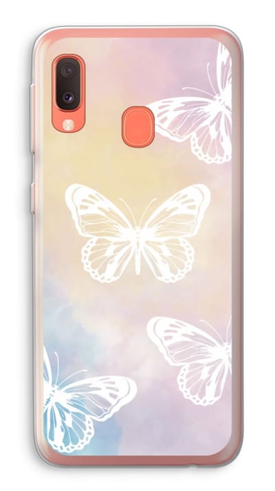 Case Company® - Hoesje geschikt voor Samsung Galaxy A20e hoesje - White butterfly - Soft Cover Telefoonhoesje - Bescherming aan alle Kanten en Schermrand