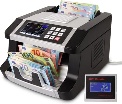 SCANNUM® - Biljettelmachine – 5-voudig Valsgelddetectie - Geldtelmachine - 1000 Biljetten/minuut - Waardetelling - Biljetten - Geldteller - Valsgelddetector – Geld Teller