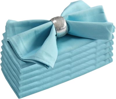 Set van 6 Wasbare Katoenen Servetten, Herbruikbaar en Perfect voor Feestdagen en Tafeldecoratie in Luchtblauw